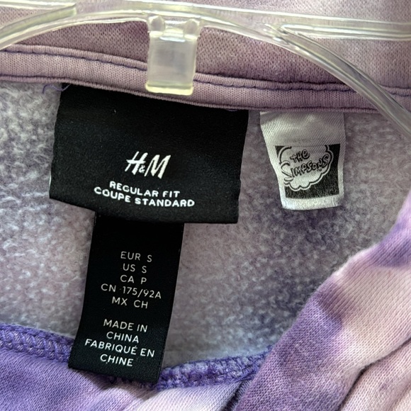 H & M Simpson’s collaboration Krusty Burger Hoodie in Purple Tie Dye Mens Small. - Picture 6 of 6